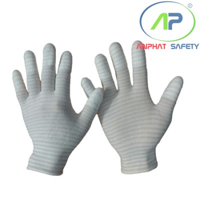 Găng chống tĩnh điện phủ PU đầu ngón (Màu trắng) S